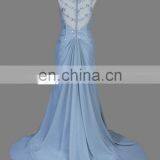 Real Sample Sleeveless See Through Back Beaded Chiffon Evening Dress Women With Train thumbnail-5