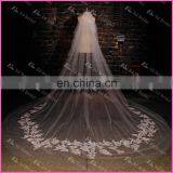 2017 Wholesale Latest Bridal Long Cathedral Lace Trim Wedding Veil thumbnail-2