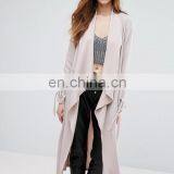 High Quality OEM Service Cheap Price Open Front 00% Polyester Women Dust Coat thumbnail-2
