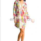 Designer Cotton Top Women Dress Wholesaler Manufacturer India Tunic One Piece Floral Printed Formal Ladies Dress Frock Suit thumbnail-1