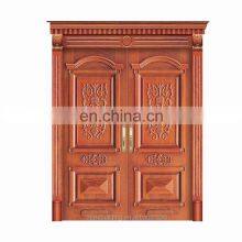 Antique Mahogany Solid Wood Exterior Double Carved Front Doors thumbnail-5