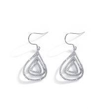 S925 Sterling Silver Jewelry Ladies Earrings Full Diamond Earrings Fashion Triangle Earrings Factory Wholesale