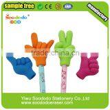 3d Finger shaped rubber eraser pencil topper