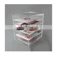Modern Clear Acrylic Office Desktop Letter Mail Sorter / Pen & Pencil Holder