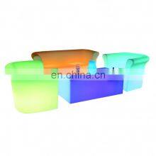 U Shaped Set Led Sectional Led Sofa Table Led Night Club Furniture Sofas for Home Plastic White Outdoor Sofa thumbnail-4