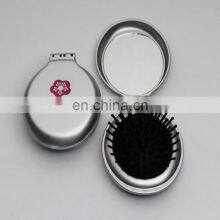 Customized Mini Pocket Size Oval Shaped Foldable Hair Brush With Mirror thumbnail-5