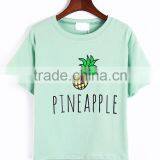 White Short Sleeve Fancy Custom Sublimation Pineapple Printing t Shirt Design thumbnail-3