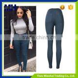Tall Waist Slim Stretch Denim New Color Blue and Gray Feet Pants thumbnail-3