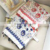 Hot Selling National Style Fashoin Flower Voile Scarf Big Shawl Long Style With Tassel thumbnail-3