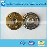 2016 Customized Brass Metal Shank Buttons /jeans Button for Demin