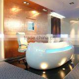 Small Solid Surface Light Semi-round Office Reception Desk thumbnail-3