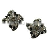 wholesale elegant rhinestones black diamond shoe clip accessories for bridal wedding <DSCA4255>