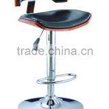 Black Leather Modern Wood Bar Chair for Home Use thumbnail-1