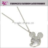 custom new fashion gold and silver rhinestone mickey mouse pendant necklace