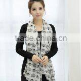 Black Background Crown Printed Polyester Scarf thumbnail-1