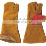 3 Fingers Cow Split Leather Fully Lined Welding Glove