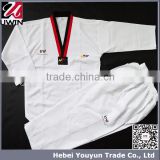 Black V neck high quality factory customized 100% cotton WTF taekwondo uniform