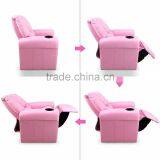 Personalized Hot Vinyl Kids Recliner With Cup Holder And Headrest Pink thumbnail-5
