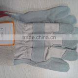 Cow Split Leather Safety Glove With Full Palm White Cotton Back thumbnail-2