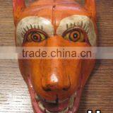 Hand Crafted Wooden Mask of Animal Face Wall Hanging Made In Nepal thumbnail-2