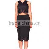 2015 New Arrival Black Crop and Skirt Co-ord Set thumbnail-2