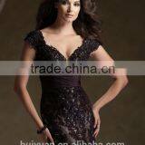 High Quality Cap Sleeve Lace Mother Peacock Evening Dress thumbnail-2
