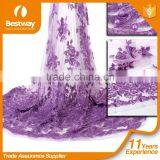 3D Handmade Wedding Dress African French Tulle Lace Fabric With Beads And Stones FL1126 thumbnail-1
