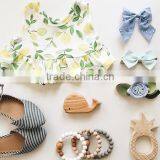 Tropical Lemon Pattern Cotton Fabric Baby Clothes Sleeveless Shirt Shorts Set thumbnail-5