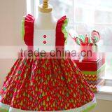 2017 Toddler Girls Christmas Tree Red Dress With Lace Trim Kids Printed Dress thumbnail-1