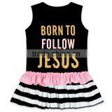 Wholesale 3pcs Children Clothing Set Sleeveless Ruffle 3 Layers Edible Fungus Shirt and Pant Gilr Short Layeredtriple Ruffle Set thumbnail-2