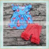 2017 Factory Wholesale Hot Sale Girl's Summer Thanksgiving Chicken Design Suit Clothing thumbnail-2