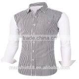 2016 New Wholesale Stylish Vertical Stripes Long Sleeve Button Down Custom Mens Casual Dress Shirts thumbnail-2
