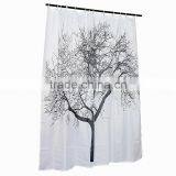 Wholesale Price 180180cm Waterproof Black Scenery Tree Design White Fabric Bathroom Shower Curtain Liner Hooks Polyester thumbnail-3