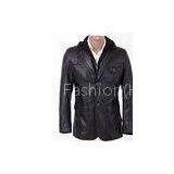 Designer Black / Dark Red / Yellow, Warm and Personality Hooded Leather Coat thumbnail-1