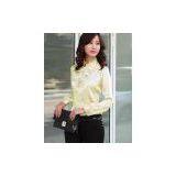 Women Satin Ruffle Neck Long Sleeve Blouse Shirt thumbnail-2