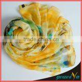 Yellow Flower Chiffon Digital Printed Arab Shawl thumbnail-1