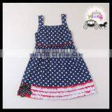 Yawoo 2016 Latest Navy Polka Dots July 4th Smocked Dress Designs Teenage Girls