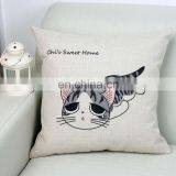2016 Wholesale Home Decor Digital Printing Cotton And Linen Pillow Cat Cartoon Cushion thumbnail-4