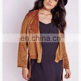 Oem Plus Size Female Faux Suede Biker Jacket Nice Design Low Price Made in China thumbnail-6