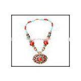 Multicolour Resin Beads and Brass Fashion Necklace thumbnail-1