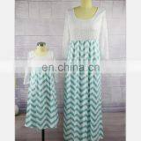 2019 Women Mommy and me Maxi Dresses Baby Girls Lace Zigzag Chevron Dress (this Link for WOMAN) thumbnail-1