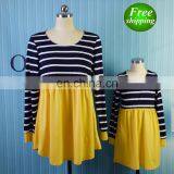 2019 New Kids Girls Dresses Family Set Women Top Long Sleeve Striped Splice (this Link for MOM) thumbnail-2