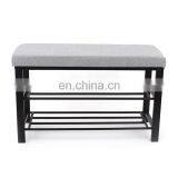 Customized Shoe Rack Storage Organizer Tower Shelf Faux Linen Metal Grey Custom Top Light Power Living Room thumbnail-1