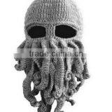 2014 Handmade Knitted Crochet Beard Hat Bicycle Mask Cap Octopus Cool Black SP055 thumbnail-1
