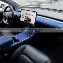 Carest ModelY Model3 Car Center Console Trim For Tesla Model 3 Accessories Suede Protection For Tesla Model Y Model Three Blue thumbnail-5