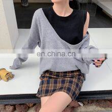 Женская модная толстовка-юбка с широким открытым вырезом на груди для полных женщин из cashmere, двойной комплект thumbnail-2