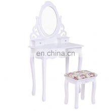 Rotating Oval Makeup Mirror Dresser Cabinet Dressing Vanity Table With Mirror Stool