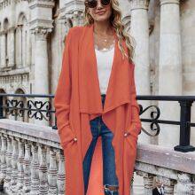 SW09 Womens Long Sleeve Open Front Cardigans Chunky Knit Draped Sweaters Outwear thumbnail-4