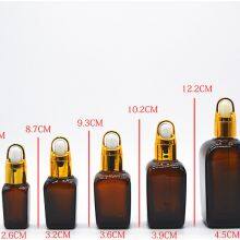 Amber Glass Dropper Bottle Square Shape Empty Bottles for Skin Care Serum Essential Oil Packing thumbnail-3