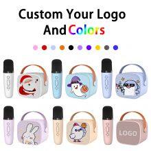 K12 Home Sing Karaoke Player Song Microphone Combo All-in-one KTV Kit Portable Mini Outdoor Subwoofer Speaker With 2 Mic thumbnail-2